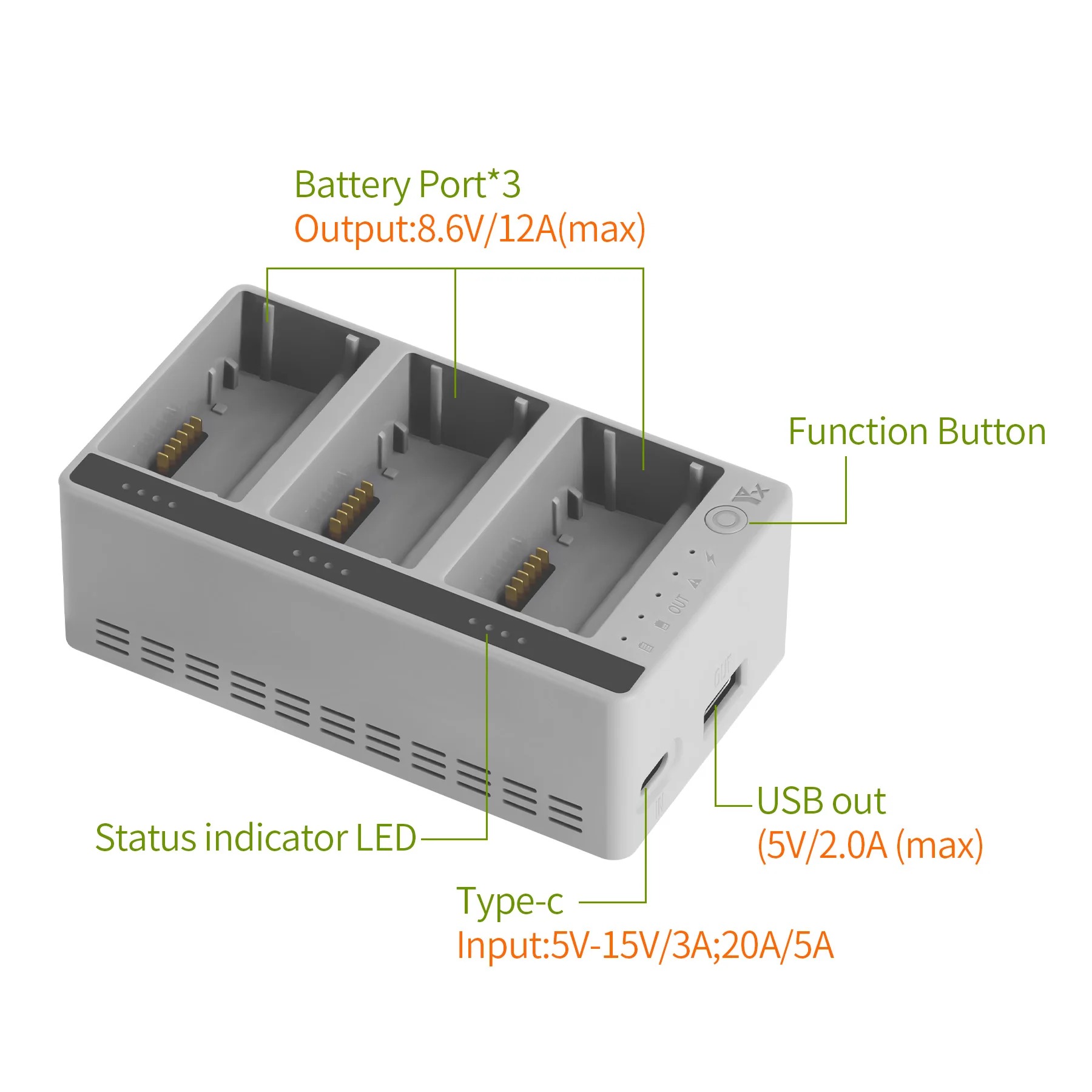 Drone Power Bank - Chargeur intelligent trois voies pour batterie